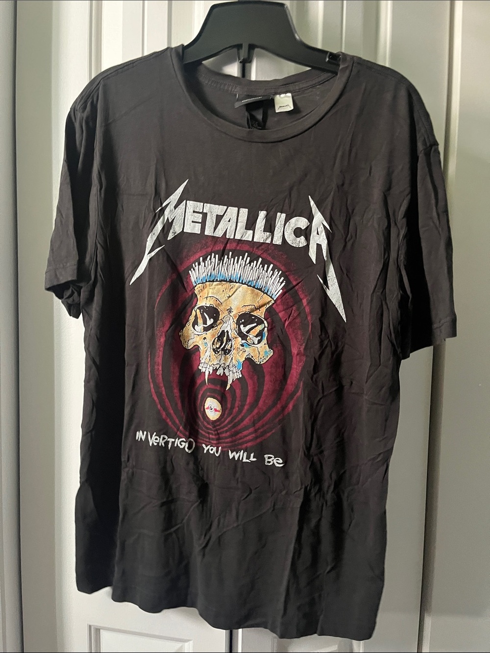 H&M Black Metallica Graphic Tee with Red and Yellow Skull
